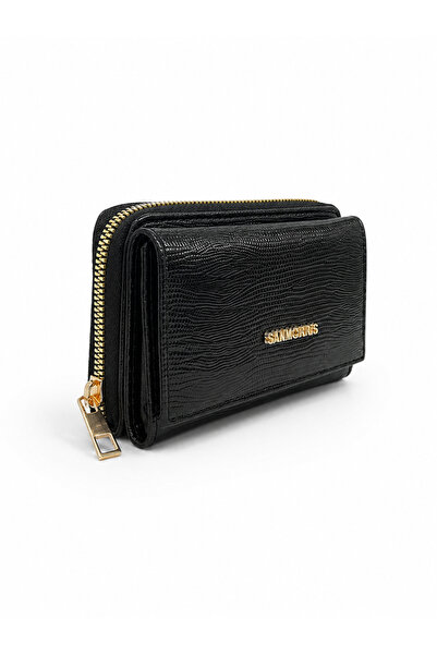 Sanmorris Women's Soft Faux Leather Multi-Card Holder, Zippered Wallet Lezard
