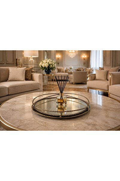 Vivense EVLİGHT SİENA AYNALI METAL ESKİTME SÖZ NİŞAN SUNUM TEPSİ