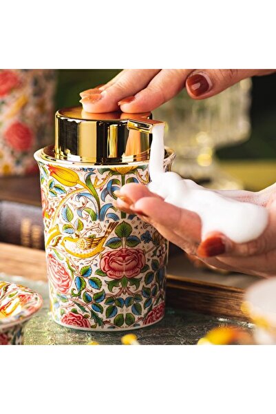 Morvena Picks Dozator de sapun din spuma ceramica rose vintage, potrivit pent...