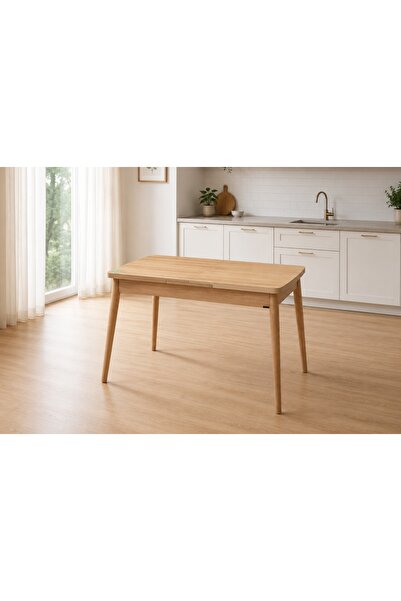 Vivense AVANOS AHŞAP AYAK AÇILIR KAPANIR MDF MUTFAK MASASI, 70X120+30 CM, NAT...
