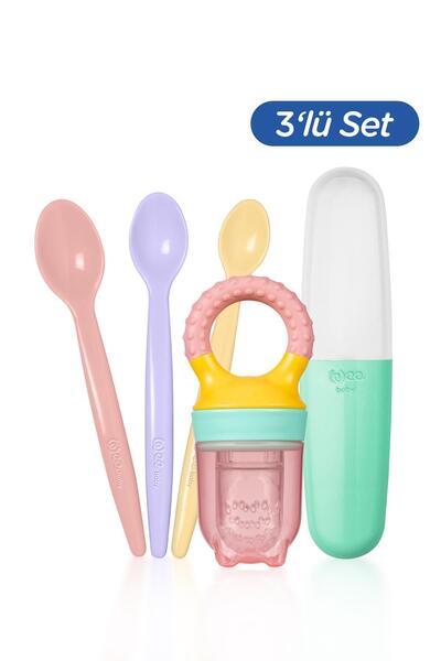 Wee Baby Meyve Süzgeci ve Mama Kaşığı Beslenme Başlangıç Seti- KIZ