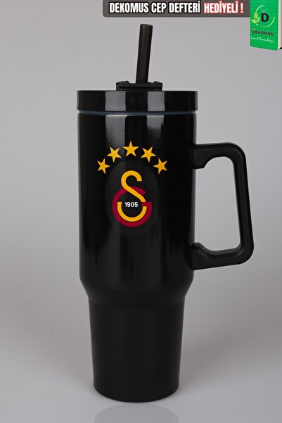 Galatasaray X Dekomus Licensed Thermos Mug with Straw and Handle Stainless St...