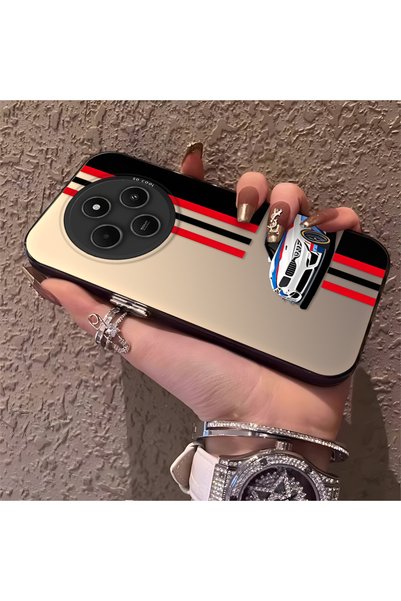 CHICASELUX Redmi 14C 4G/5G Compatible Racing Car Red Black Stripe Pattern Pho...