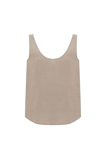 Beauty Omelette Beige Linen U-Neck Undershirt