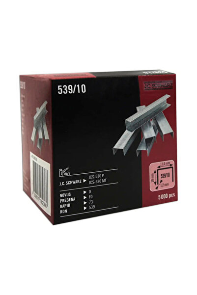 JC Schwarz Galvanized Staples For JC Schwarz Stapler, Type 539, 10 mm, 5000 P...