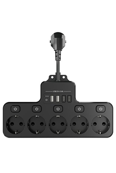 OEM Multipriza Macvi cu 4 prize Schuko, 4 porturi USB, control individual, 40...