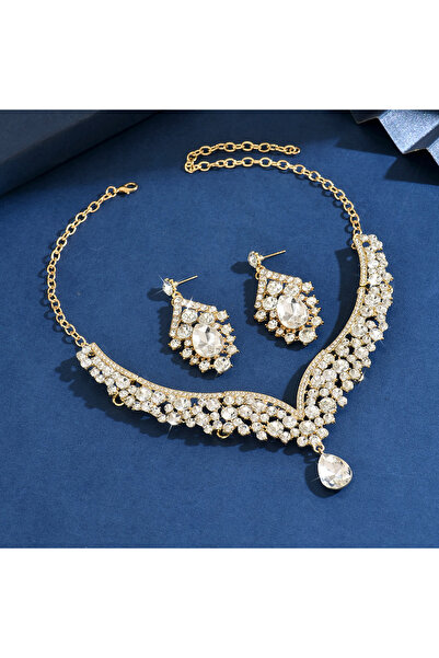 Choice 80866002-G Ladies' fashionable design necklace earrings jewelry set su...