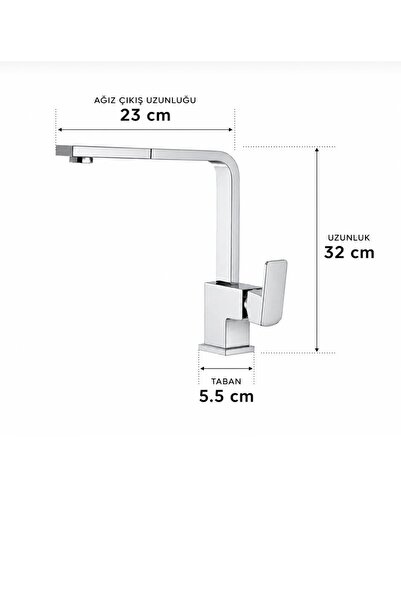 ESHOME ESKAYA Krom 2 li Set Banyo Lavabo bataryası Ve Kare Mutfak Eviye Bataryası Şık Tasarım