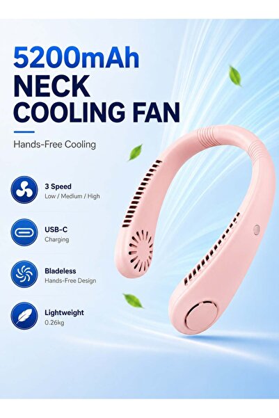 LEOXOL Wearable Neck Cooling Fan | Rechargeable Bladeless Personal Fan 5200mA...