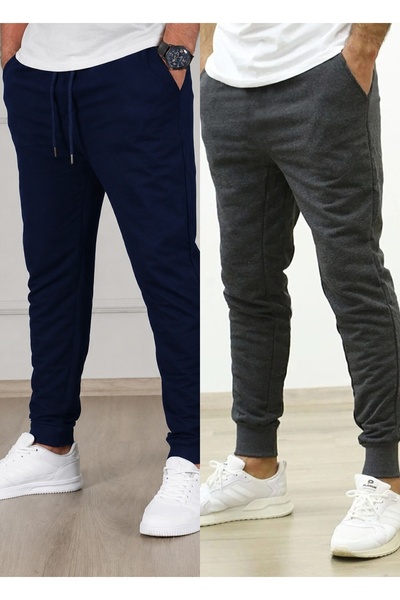TORUK MAKTO Set of 2 Unisex Ribbed Leg Sweatpants Jogger Comfortable Fit Dail...