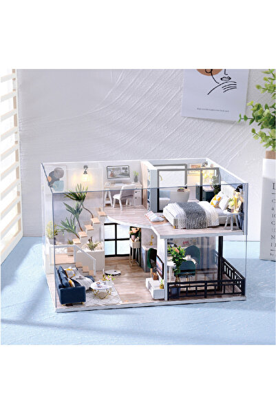 Choice1 L-032-BInclud cover Wooden Mini Doll House DIY Handmade Duplex Apartm...