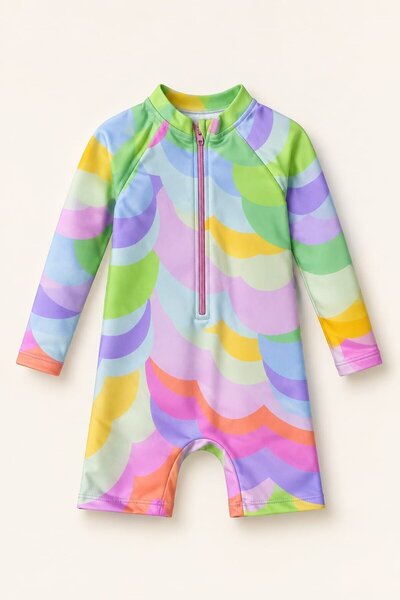 My Kids Wear Children's Long Sleeve Zippered Swimsuit - Comfortable and Casua...