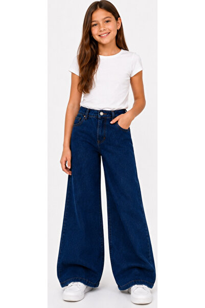 İrem Çocuk Giyim Girl's Wide Leg High Waist Model Elastic Waist Zipper Closur...