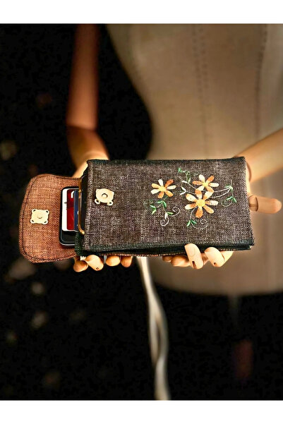 GGART DECORATION MEADOV Nakış İşlemeli Keten Telefon Çantası, Telefon Kılıfı ...