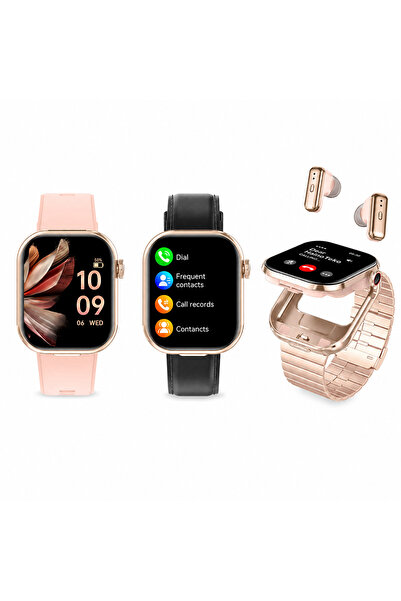 beemen Haino Teko Germany ST-11 Watch Buds 2.02 İnç AMOLED Ekranlı Kulaklıklı Akıllı Saat Bluetooth Arama 3 Kordon