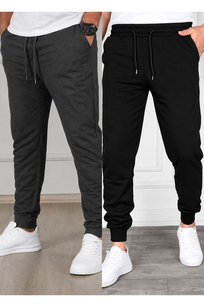TORUK MAKTO Set of 2 Unisex Ribbed Leg Sweatpants Jogger Comfortable Fit Dail...