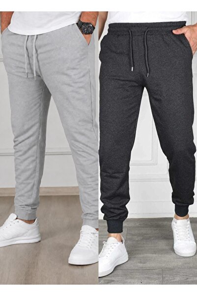 TORUK MAKTO Set of 2 Unisex Ribbed Leg Sweatpants Jogger Comfortable Fit Dail...