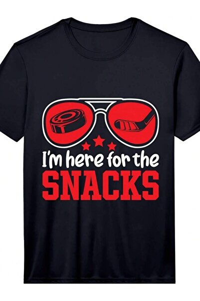 Generic تي شيرت رجالي بتصميم ريترو بطبعة "I'm Just Here The Snacks" مع عصي ال...