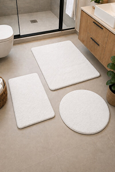 Bünyan Halı Bathroom Rug Plush Post Carpet Toilet Set Large 60X100/60X60/40X6...