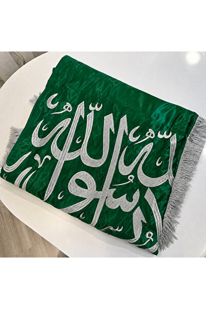 Generic Brand علم السعودية الفاخر مع تطريز فضي وشراشيب - علم داخلي 100×150 سم
