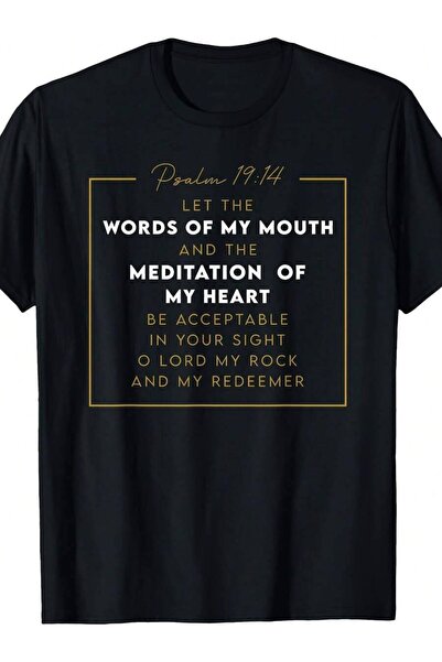 21JNRY Inspirational Black Psalm 19 14 Quote For Faith And Motivation Men'S T...