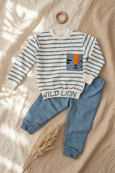 Babydonat Wild Lion Striped 2-Piece Baby Boy Set - 100% Cotton Modern Safari ...