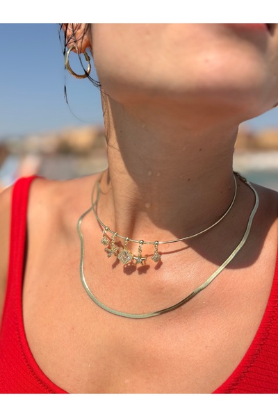 Gold Yassı Omega Zincir Kolye