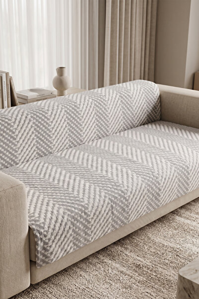 Villadia Home Textile Koltuk Örtüsü Koltuk Şalı Pamuklu Kaymaz Yumuşak Yıkana...
