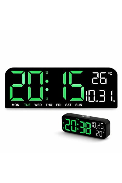 OEM Ceas digital de masa si perete Macvi® 24 x 9 cm afisaj LED verde alarma s...