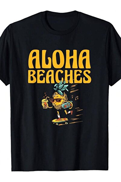 NOURAM تي شيرت Aloha Beaches لمحبي الأناناس والفواكه الاستوائية
