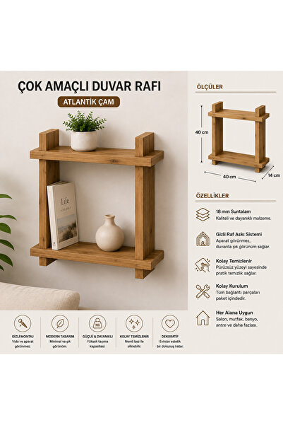 Genel Markalar ÇOK AMAÇLI DUVAR RAFI KOLAY KURULUM 40X60X14 CM