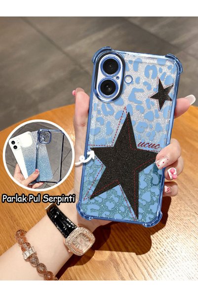 ucuc iPhone 16 Compatible Transparent Four-Corner Silicone Coated Glossy Edge...