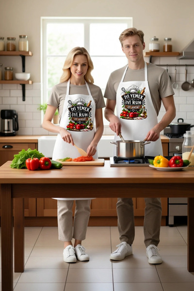 PayBuy Unisex Chef Apron Kitchen Themed Printed Neck Strap Comfortable Cut Da...