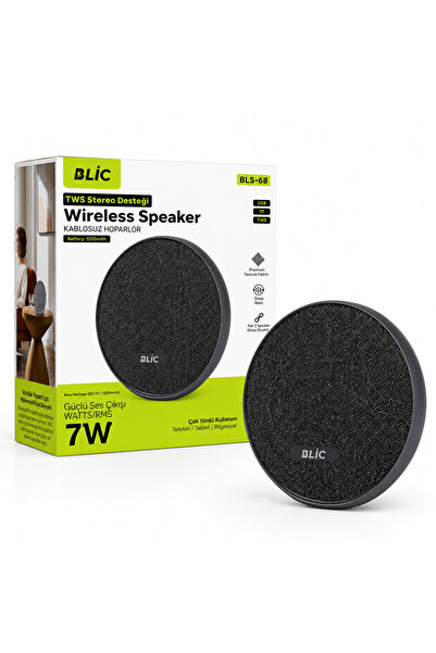 Blic BLS-68 7W Bluetooth Hoparlör Kumaş Kaplı Kablosuz Speaker TWS Stereo USB...