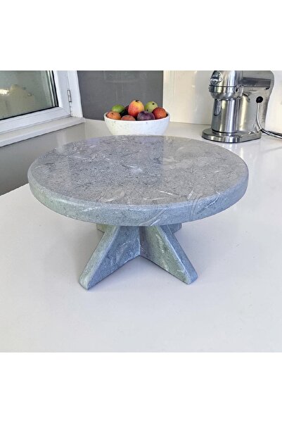 AYZ HOME Natural Marble Footed Presentation Plate - 25X25 cm Kitchen Presenta...