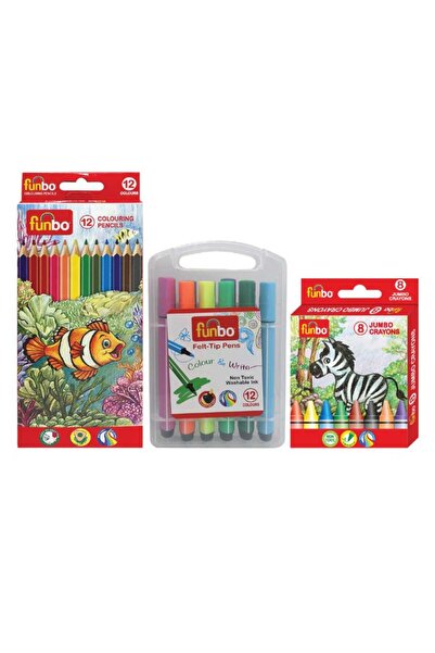 Funbo Colour Pencil, Felt Tip Pen and Crayon Set