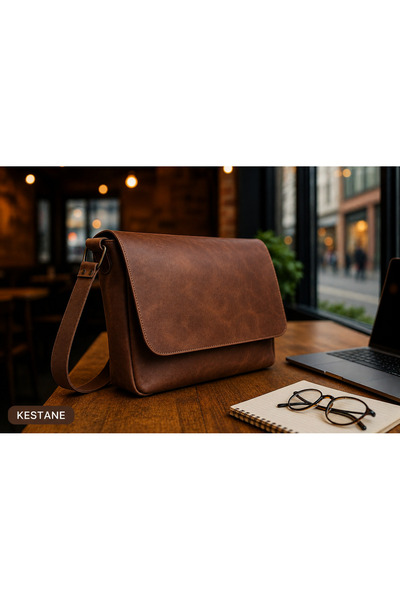 LWA Leather Hakiki Eskitme Deri Postacı Çantası - El Yapımı Omuz & Laptop Çan...