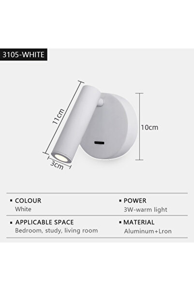 Choice 3105-white Modern LED Wall Lights Rotatable Adjustable Reading Lights ...