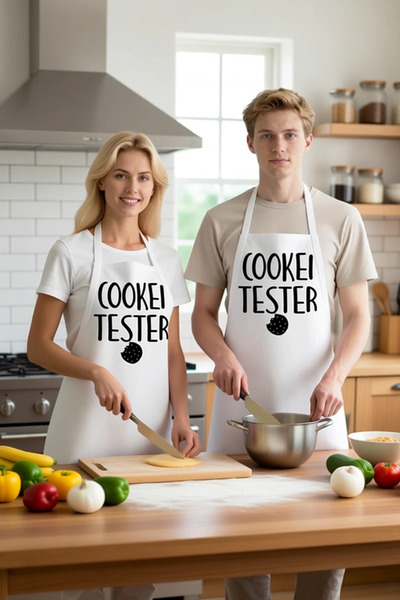 PayBuy Unisex Chef Apron Cookie Tester Printed Kitchen Wear Comfortable Cut D...