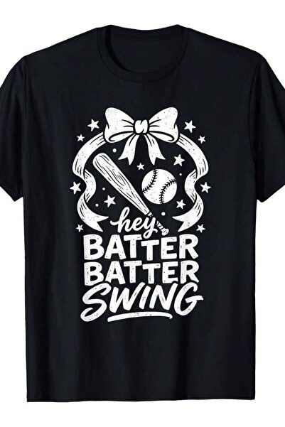 Generic تي شيرت Hey Batter Swing لمحبي لعبة البيسبول