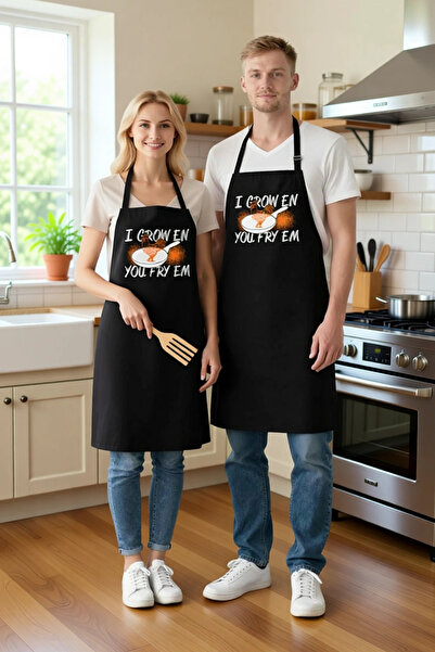 PayBuy مريلة مطبخ للجنسين مطبوع عليها عبارة "I Grow You Fry You" ذات طابع زرا...