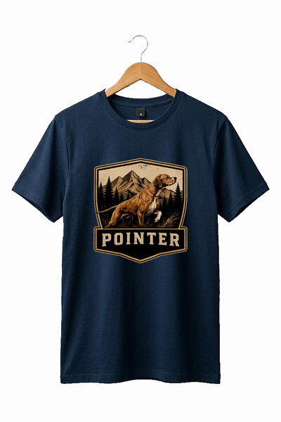 The Baski Hunting Hunting Pointer Hunter Dog Printed 100% Cotton Crew Neck Ba...