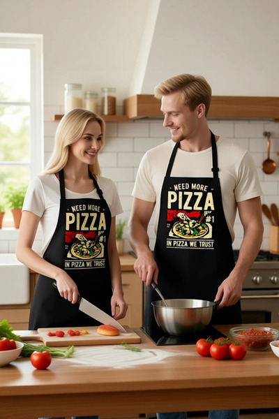 PayBuy Unisex Kitchen Apron Pizza Printed Retro Design Digital Printing Relax...