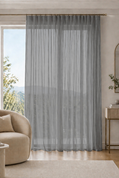 Premier Home Mira Black Custom Size Tulle Curtain 260X270 Without Pleats