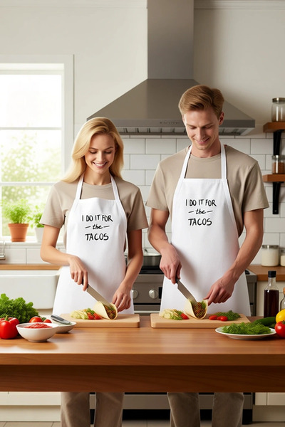 PayBuy Unisex Kitchen Apron Taco Printed Retro Design Digital Printing Relaxe...