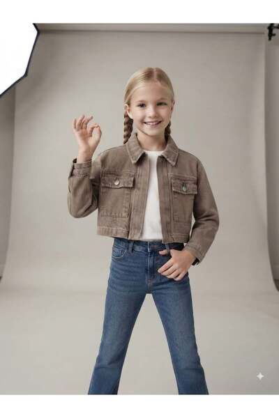 Hilal Akıncı Kids Girl's Organic Dyed Denim Crop Jacket