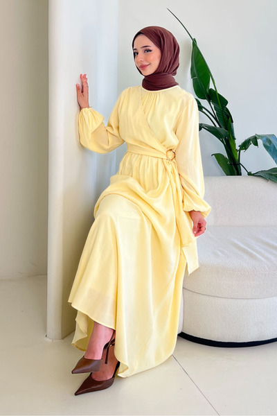 Ovn. Althea Wrap Dress with Buckle and Tie - Yellow