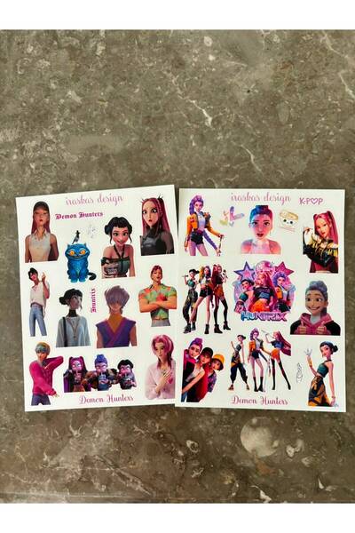 KPop Demon Hunters Fan Sticker Seti | 2 Adet - A5 Boy | K-Pop Anime Sticker | Ajanda, Defter, Telefon, Tablet