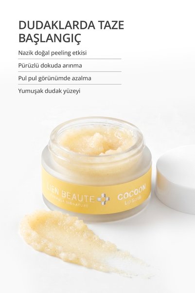 Lien Beaute Cocoon Dudak Pürüzsüzleştirici Yumuşatıcı Arındırıcı Canlandırıcı Peeling Lip Scrub Shea Yağı Hindistan Cevizi Yağı E Vitamini Dudak Bakımı