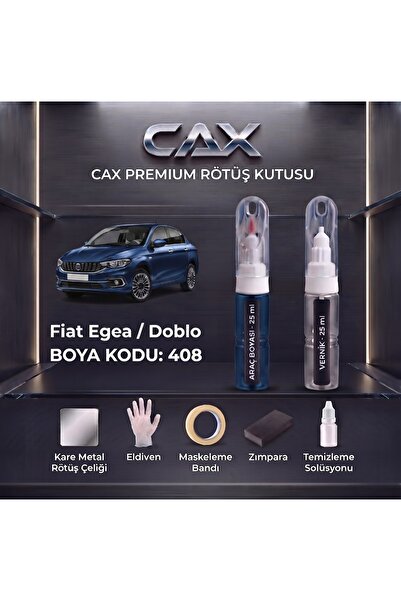 caxcolors FİAT EGEA / DOBLO 408 Rötüş Boyası ve Premium Rötüş Seti (25 ml Boy...